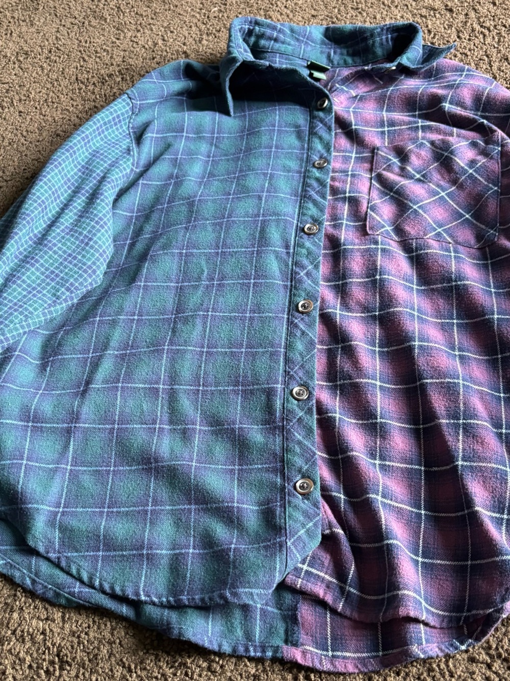 wild fable Green and Purple Plaid Button-Down Shirt